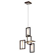 Troy Lighting Enigma 4 Light 23-3/4" Wide Abstract Chandelier Bronze / Polished Stainless Steel
