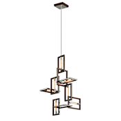 Troy Lighting Enigma 32" Wide 7 Light Abstract Chandelier Bronze / Polished Stainless Steel