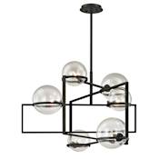 Troy Lighting Elliot 6 Light 30" Wide Chandelier with Clear Glass Globe Shades Textured Black