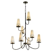 Troy Lighting Marcel 8 Light 36" Wide Chandelier with Hardback Cotton Shades Pompeii Bronze