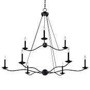 Troy Lighting Sawyer 9 Light 53-1/2" Wide Taper Candle Chandelier Forged Iron