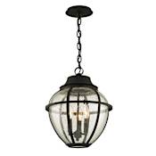 Troy Lighting Bunker Hill 3 Light 13" Wide Outdoor Taper Candle Pendant with Seedy Glass Onion Shade Vintage Bronze