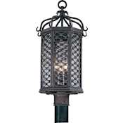 Troy Lighting Los Olivos 3 Light Rated Post Light with Seedy Glass Old Iron Incandescent