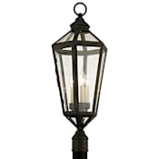 Troy Lighting Calabasas 3 Light 29-1/2" Tall Outdoor Single Head Post Light with Clear Glass Lantern Shade Vintage Brown