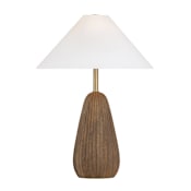 Troy Lighting Heartwood 27" Tall Vase Table Lamp with Linen Shade Patina Brass