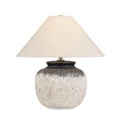 Troy Lighting Unearthed 23" Tall Vase Table Lamp with Linen Shade Patina Brass / Ceramic Flamed White