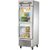 True T-Series 23 Cu. Ft. Reach-In Glass Half Swing Door Refrigerator with Dual Temperature Stainless Steel