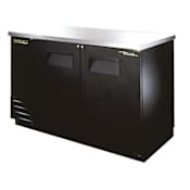True 59 Inch Wide Solid Swing Door Back Bar Cooler Stainless Steel / Black