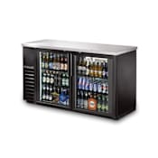 True 60 Inch Wide Glass Swing Door Back Bar Cooler Stainless Steel / Black