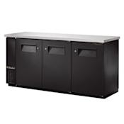 True 74 Inch Wide Back Bar Cooler Stainless Steel / Black
