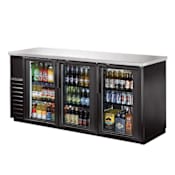 True 72 Inch Glass Swing Door Back Bar Cooler Stainless Steel / Black
