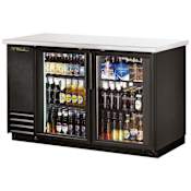 True 59 Inch Glass Swing Door Back Bar Cooler Stainless Steel / Black