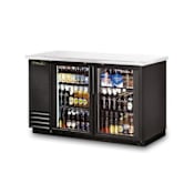True 59 Inch Glass Swing Glass Door Back Bar Cooler Stainless Steel / Black