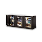 True 90 Inch Glass Swing Door Back Bar Cooler Stainless Steel / Black