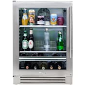 True Residential 24 Inch Wide 147 Can Capacity Energy Star Certified Wine and Beverage Cooler with Glass Shelves Stainless Steel