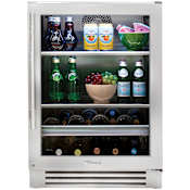 True Residential 24 Inch Wide 147 Can Capacity Energy Star Certified Wine and Beverage Cooler with Door Lock Stainless Steel