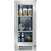 True Residential 15 Inch Wide 3.1 Cu. Ft. Energy Star Certified Compact Freezerless Refrigerator with LED Lighting and UV Tinted Glass Door Stainless Steel