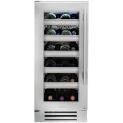 True Residential 15 Inch Wide 23 Bottle Capacity Built-In Wine Cooler with Door Alarm and Door Lock Stainless Steel