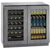 U-Line 36 Inch Wide 123 Can Capacity Beverage Center with 79 12 Oz. Bottle Capacity, Wine Racks and U-Select Controls Panel Ready Glass Frame