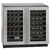 U-Line 36 Inch Wide 62 Bottle Capacity Undercounter Glass Door Wine Cooler with Lock from the 3000 Series Stainless Steel
