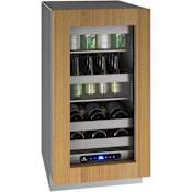 U-Line 18 Inch Wide 10 Wine Bottle and 75 Can Capacity Built-In or Free Standing Wine and Beverage Cooler with LED Lighting Panel Ready Glass