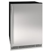 U-Line 1 Class 24 Inch Wide 4.2 Cu. Ft. Compact Refrigerator Freezer Combo with LED Lighting and Ice Maker Stainless Steel