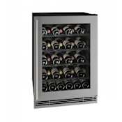 U-Line 1 Class 24 Inch Wide 38 Bottle Capacity Built-In / Free Standing Wine Cooler with Low-E Glass Door and LED Lighting Stainless Steel