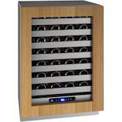 U-Line 24 Inch Wide 49 Bottle Capacity Built-In or Free Standing Wine Cooler with Reversible Hinging Panel Ready Glass