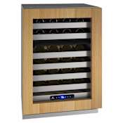 U-Line 5 Class 24 Inch Wide 42 Bottle Capacity Panel Ready Frame Built-In / Free Standing Wine Cooler with U-Adjust Adjustable Shelves and Glass Door Panel Ready