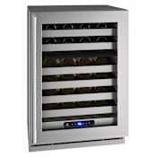 U-Line 5 Class 24 Inch Wide 42 Bottle Capacity Glass Door Built-In / Free Standing Wine Cooler with U-Adjust Adjustable Shelves and LED Lighting Stainless Steel