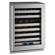 U-Line 5 Class 24 Inch Wide 42 Bottle Capacity Built-In / Free Standing Wine Cooler with Right Hinge and Door Lock Stainless Steel