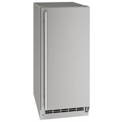 U-Line Outdoor Collection 15 Inch Wide 25 Lbs. Capacity Built-In / Free Standing Ice Maker with 55 Lbs. Daily Ice Production and Drain Pump Stainless Steel
