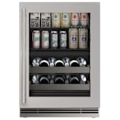 U-Line Home 24 Inch Wide 14 Bottle Capacity and 126 Can Capacity Energy Star Certified Wine and Beverage Cooler Stainless Frame