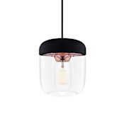 UMAGE Acorn 5.5" Wide Plug In LED Pendant Polished Copper with Black Swag