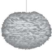 UMAGE Eos 26" Feather Pendant in Light Grey Light Grey with Black Swag