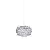 UMAGE Eos 14" Feather Plug-In Pendant in Light Grey Grey with Black Cord