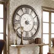Uttermost Ronan Large Oversized 60" Round Rustic Farmhouse Wall Clock Dark Rustic Bronze