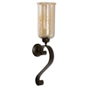 Uttermost Joselyn Candle Wall Sconce with Glass Globe Antiqued Bronze
