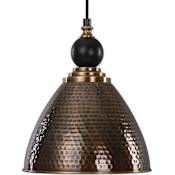 Uttermost Adastra 12"W Hammered Metal Industrial Single Pendant Antique Brass / Black