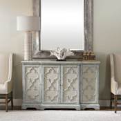 Uttermost Sophie 60" Wide Casual Luxury Coastal Breakfront Buffet Cabinet Weathered Grey