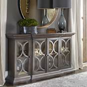 Uttermost Belino 64" Wide Traditional Classic Four Door Breakfront Style Display Cabinet with Glass Doors Paris Silver Wood Grain