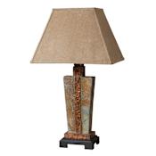 Uttermost Slate Accent Lamp with Copper Accent Hand Carved Slate With Hammered Copper Details