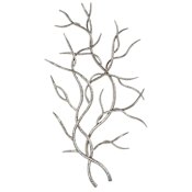 Uttermost Silver Branches 20 1/2 Inch x 36 5/8 Inch Botanical Wall Sculpture by Grace Feyock Bright Silver Leaf