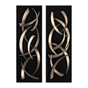 Uttermost Brushstrokes Two Piece Wall Sculpture Set by Grace Feyock Brushed Gold with Matte Black