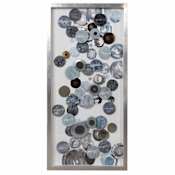 Uttermost Kella 28-1/2" x 58-1/2" Patterns and Designs Shadow Box on Paper Antiqued Silver Leaf / Blue