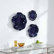 Uttermost Abella Set of (3) Ceramic Wall Art Flowers Cobalt Blue