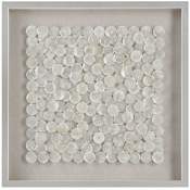 Uttermost Roxas 32" Square Contemporary Coastal Capiz Shell Shadow Box Brushed Silver / Capiz