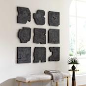 Uttermost Bahati 16" x 16" Black Wood Decorative Panel - Set of 9 Black