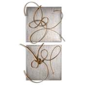 Uttermost Harmony Wall Decor - 2 Piece Set Gold Leaf with Lightly Burnished Silver Leaf