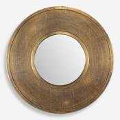 Uttermost Axel 30" Diameter Circular Framed Accent Mirror Brass
